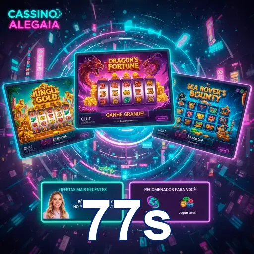 Tela do aplicativo 77s exibindo slot games populares.