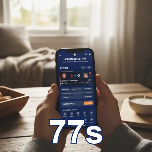 Usuário acessa 77s em dispositivo móvel com interface clara.