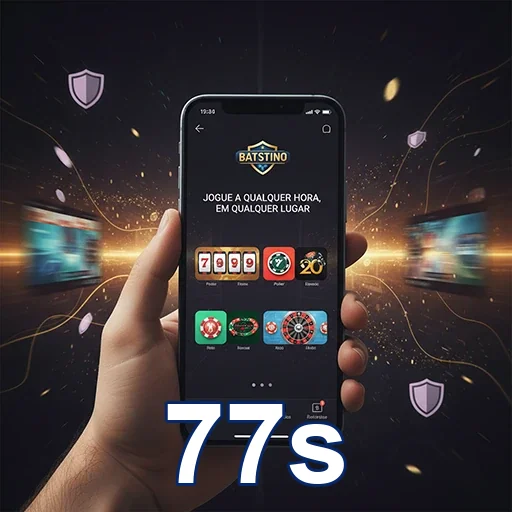 Smartphone exibindo jogos de slots na plataforma 77s.