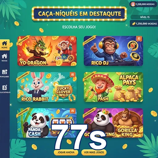 Caça-níqueis em destaque no 77s com variedade de jogos.