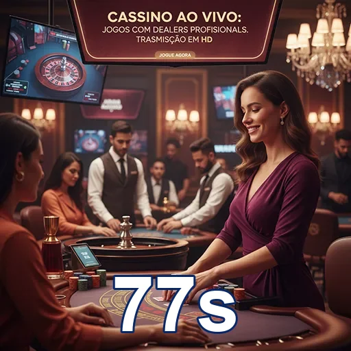 Jogadores em um cassino ao vivo na plataforma 77s.