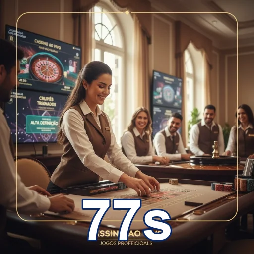 Jogadores interagem em um cassino ao vivo no 77s.
