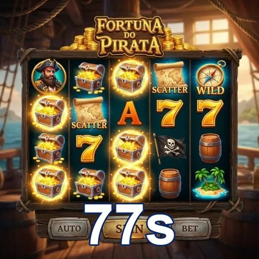 Slot Fortuna do Pirata no aplicativo 77s com recompensas.