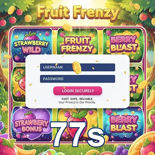 Interface de login do jogo Fruit Frenzy no 77s.