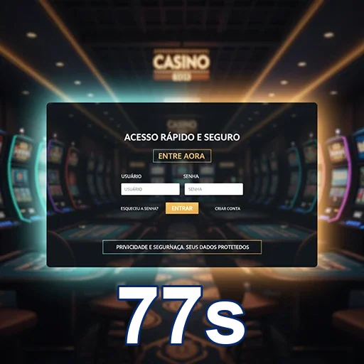 Tela de login do cassino online 77s com opções de acesso seguro.