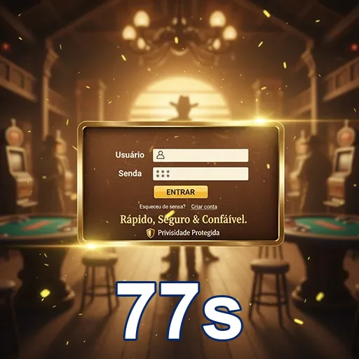 Tela de login do 77s, destacando suporte VIP para slots.