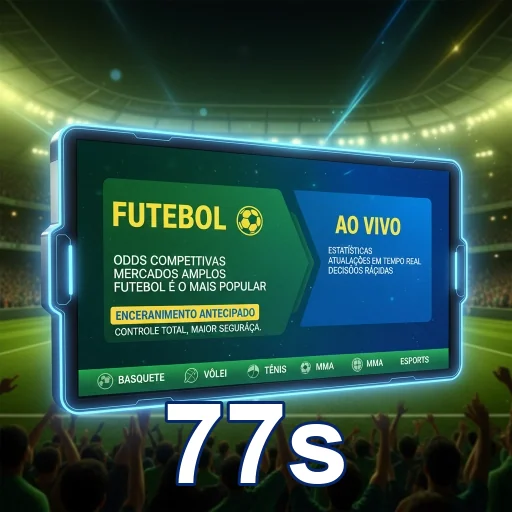 Tela da 77s mostrando opções de apostas em futebol ao vivo.