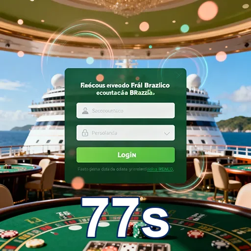 Tela de login da 77s com fundo de cassino a bordo.