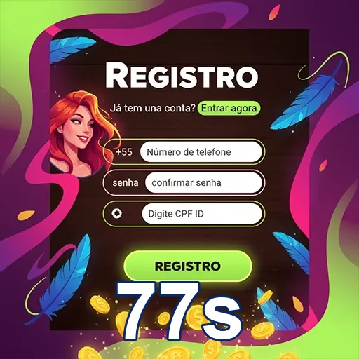 Tela de registro do aplicativo 77s com campos para cadastro.