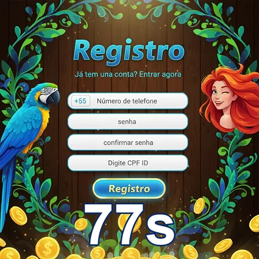 Tela de registro do aplicativo 77s com opções de cadastro.