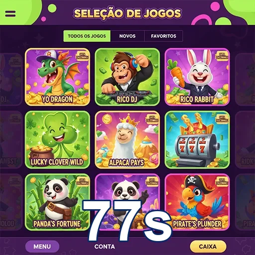 Interface de seleção de jogos da 77s com opções VIP.