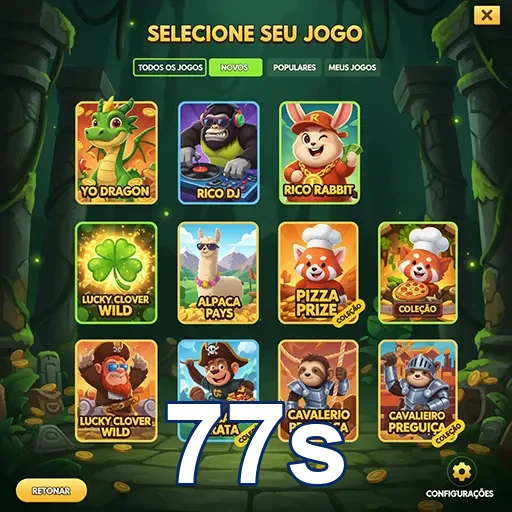 Tela de seleção de jogos disponíveis no 77s.