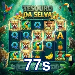 Jogo 'Tesouro da Selva' no 77s com símbolos vibrantes.