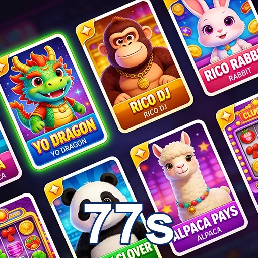 Slots populares do 77s com personagens coloridos e estilos divertidos.