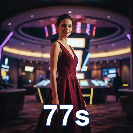 Jogadora em ambiente de cassino da 77s, destacando estilo.