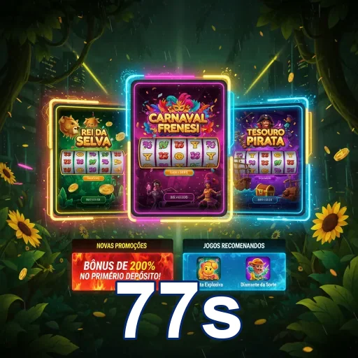 Tela da plataforma 77s com jogos como 'Carnaval Frenesi'.