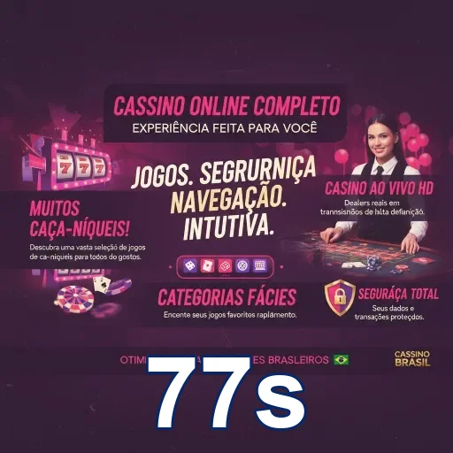 Banner do 77s com informações sobre cassino online seguro.